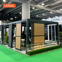 UOGEL C4 Pergola de luxe moderne en fibre de verre avec persiennes fixes étanche coupe-vent télécommande 3x4m montage facile