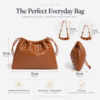 Sac seau tissé à cordon de serrage pour femme, sacs à bandoulière, sacs à main en cuir PU, sac à bandoulière personnalisé avec logo, vente en gros