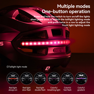 Casco da Ciclismo Unisex ROCKBROS con Faro e Luce Posteriore a Controllo Remoto, Accessori per Bici da Montagna e Strada - Product Image 4