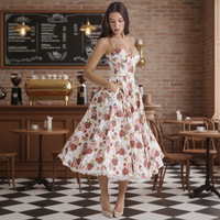 Gaun rok panjang model swing besar berbahan taffeta Prancis vintage Amerika Eropa musim panas baru 2026, tanpa tali, pinggang tinggi, dua lapis