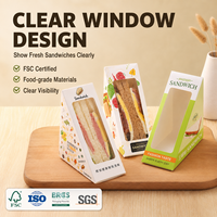 Boîtes à sandwich jetables triangulaires en carton blanc transparent avec logo personnalisé pour café, traiteur, vente au détail, emballage OEM