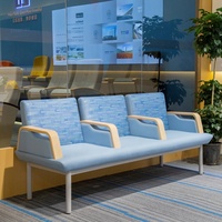 Sofá de espera de alta calidad, sala de recepción de hospital de 3 plazas, silla médica de cuero