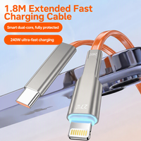 Câble de charge rapide 2 en 1 PD 240W en silicone liquide Type C vers Type C avec puce Emark 1,8 m pour téléphone, tablette, ordinateur portable