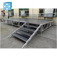 Plateforme de scène modulaire en aluminium noir, scène portable réglable en hauteur pour mariage, concert et spectacle