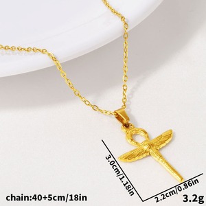 Pendentif <span class=keywords><strong>Scarabée</strong></span> Ailé en Acier Inoxydable 304 Doré, Libellule Égyptienne, Amulette Gothique avec Chaîne pour Hommes et Femmes - Product Image 4