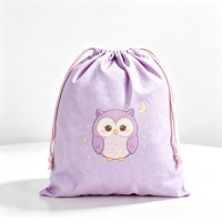 Sac à cordon personnalisé brodé avec motif hibou, lune et étoiles, écologique, anti-poussière, pour le rangement des cadeaux d'activités scolaires