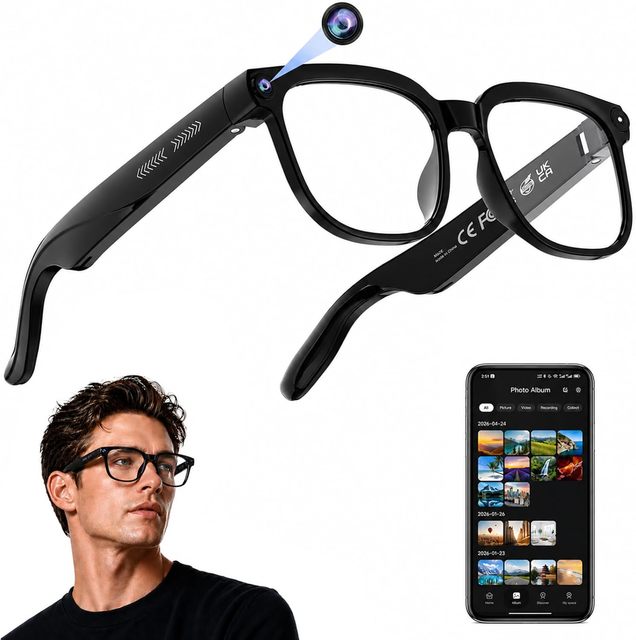 AI Smart Glasses with Camera, 4K HD Video & Photo Capture, Real-Time Translation, Recording Glasses with AI Assistant