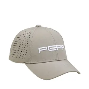 Wholesale Custom Logo High Quality 6 Panel White Dry Fit Gorras 3D Embroidery Fitted Waterproof Perforated Baseball Cap Hat