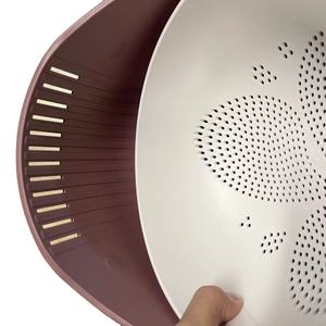 Panier à fruits de cuisine 2 en 1 Bol de rangement pour légumes Panier à égouttoir double couche en plastique - Product Image 4