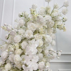 ซุ้มดอกไม้สีขาวแบบกำหนดเองสำหรับตกแต่งงานแต่งงาน โรงแรม ประตูทางเข้า ตกแต่งทางเดินดอกไม้ - Product Image 3