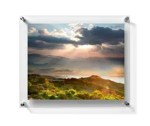 Fabricate Clear Acrylic Large Picture Photo Holder Gallery Wall Poster Frame with Standoff Hardware