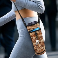 Sac de transport pour bouteille d'eau à motif Îles du Pacifique avec clip et bandoulière