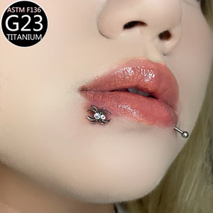 Pendientes de titanio G23 al por mayor con <span class=keywords><strong>doble</strong></span> circonita <span class=keywords><strong>en</strong></span> forma de araña, aretes de cartílago con parte trasera plana, anillos para labios, joyería para <span class=keywords><strong>piercing</strong></span> corporal - Product Image 2
