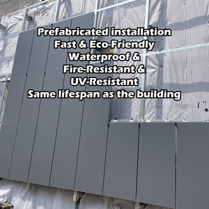 GAJ Panneaux en fibre de ciment préfinis texturés en tissu pour mur extérieur <span class=keywords><strong>Fixation</strong></span> <span class=keywords><strong>invisible</strong></span> Panneaux de revêtement de façade - Product Image 3