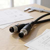 Connecteur M12 5 broches mâle-femelle étanche IP67 250V 4A avec couplage à vis, longueur de câble personnalisée, support OEM