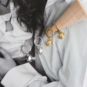 NEW 925 Sterling <strong>Silver</strong> Simple Plain Animal <strong>Crab</strong> Shape Hoop Earring with 18K Gold Plated <strong>Jewelry</strong> - Product Image 4