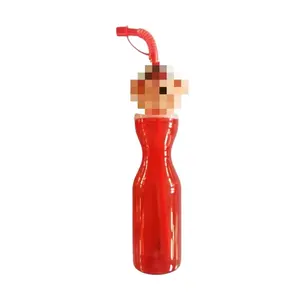 2024 adorno navideño vacaciones rojo Santa hombre muñeco de nieve niños taza Navidad reutilizable elfo cabeza de plástico botella para beber 500ml