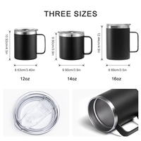 Taza de café aislada de acero inoxidable de 12oz con logotipo personalizado, taza de viaje al vacío de doble pared, vaso con tapa deslizante y Asa