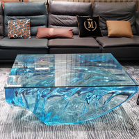 Table basse de luxe moderne en résine transparente, table d'appoint artistique haut de gamme, mobilier de maison personnalisable pour la réception