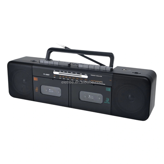 ELETREE Retro 1980S AM/FM/SW Double Deck  Dual Music System Cassette Stereo Boombox Radio Recorder Dual Cassette Player