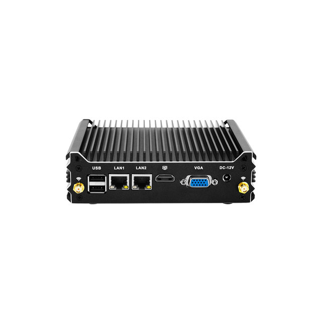 Fanless Industrial Mini PC Intel J1900 Quad Core 2.0GHz 2 LAN 6 USB HDMI VGA 12V Versatile Industrial Mini Computer