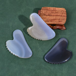 Outil de beauté anti-âge Agate grise <span class=keywords><strong>Gus</strong></span> Sha Logo personnalisé Pierre d'agate grise naturelle Guasha Gua Sha pour le visage - Product Image 6