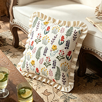 Housse de coussin à volants 100% coton, imprimé plante de fougère tropicale, motif botanique naturel, housse de coussin décorative pour canapé, décoration de la maison