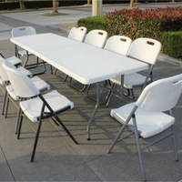 Table pliante en plastique Moon 8ft moulage par soufflage loisirs panneau de table d'extérieur 75.5cm cadre en acier fini enduit de poudre