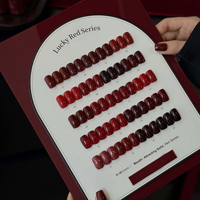 Lot de 50 couleurs de vernis gel œil de chat néon pour manucure de Noël, tendance rouge pailleté, gel acrylique à retirer par trempage, ensemble complet