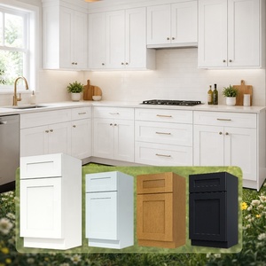 Armoire en bois massif pour rangement de cuisine américaine |   Meubles de cuisine bas et unités murales |   Armoires de cuisine prêtes à assembler (RTA) - Product Image 1