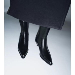 2025 inverno nuovi prodotti da donna coreana Slip-On alla caviglia con punta quadrata stivali in pelle Denim in edizione limitata - Product Image 6