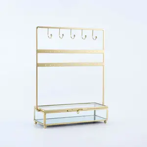 EAGLEGIFTS Lxuury tasarım altın Metal bilezik bileklik takı tutucu standı ekran organizatör demir cam takı saklama kutusu