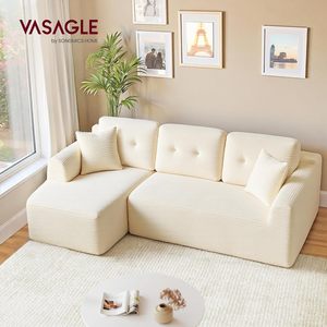 Canapé modulaire <span class=keywords><strong>SONGMICS</strong></span> sans structure, assise profonde, en velours côtelé, avec fonction massage, revêtement en tissu, blanc nuage compressé - Product Image 3
