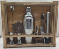 Support en bambou fait à la main Outils de bar en acier inoxydable 304 de luxe 11pcs USA Stock Premium Barman Kit Whisky Cocktail Shaker Set