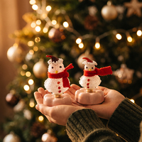 Ornement de Noël en verre rotatif de style Murano fait main, figurine de bonhomme de neige tournante pour la décoration de table de Noël, cadeau