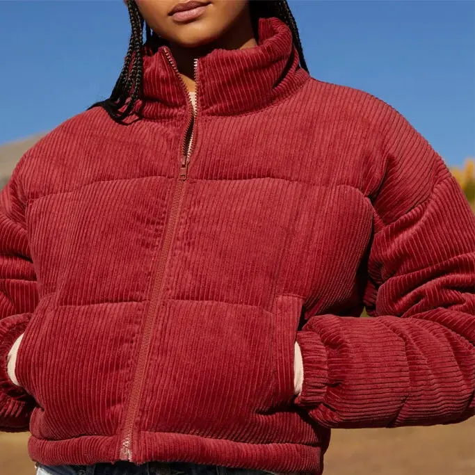 2021 Hot sale autumn fashionable customized design high quality corduroy winter jackets women and children girls coat