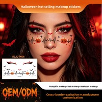 Accesorio de maquillaje para Halloween, sombra de ojos, pegatinas de cara aterradoras, telaraña 3D, tatuajes de larga duración resistentes al agua para mujeres, hombres y niños