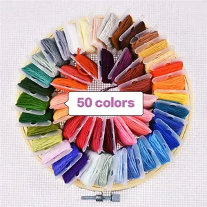 Weitian WT brand hundred multi-color diy diamond painting 100% polyester cross stitch kit embroidery needlework thread