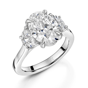 ROX Honour Oval & Half <b>Moon</b> Lab Grown Diamond <b>Ring</b> in Platinum 18 K White Gold Classic IGI Certified Diamond <b>Ring</b> for Wedding - Product Image 1