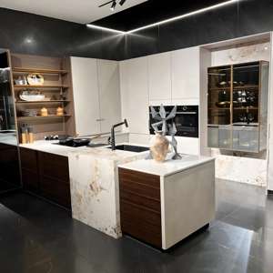 Armoire de cuisine ultra noire haut de gamme Design de style moderne Île de luxe de Kichen Armoire de cuisine complète en bois - Product Image 4