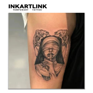 INKARTLINK Pegatina de tatuaje para el cuerpo, pegatina de tatuaje de papel, diseño de Monja Marioneta, impermeable, ecológica, de larga duración (15 días), venta al por mayor a granel - Product Image 2