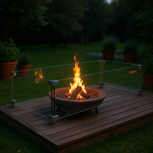 Protezione Antivento per Braciere 38 X 10.5 X 6 Pollici, Schermo in Vetro Temperato Rettangolare, Protezione Antifiamma per Uso Esterno - Product Image 2