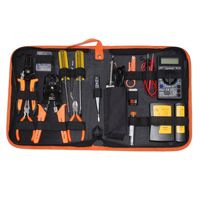 Kit d'outils de réparation pour électricien professionnel de 15 pièces, comprenant un tournevis plat, une pince coupante pour fils, des outils à main pour l'entretien des réseaux, en commande en gros