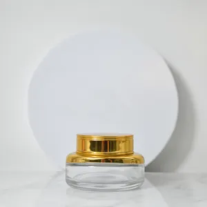30g 50g Luxury Gold Lid Colorful Glass Jar Crystal Glass Jar With Lid Customised Glass Jar