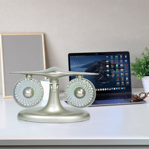 サイレントデュアル冷却デスクトップファン飛行機型USB充電式4風速オフィス & 研究用屋外家庭用 - Product Image 1