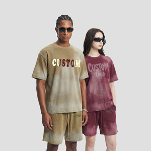 Shorts gaufrés personnalisés 325g, poids lourd, effet peinture pulvérisée, sérigraphie, marque privée, vêtements streetwear, fabrication <span class=keywords><strong>OM</strong></span> - Product Image 4