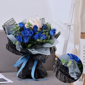 Papier d'emballage pour bouquet coloré, design 2020, papier d'emballage pour fleuriste avec impression de lignes irrégulières - Product Image 6