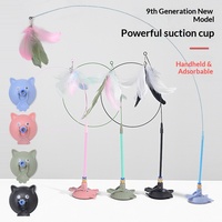 Bâton de jeu pour chat Zoyi avec plume colorée et tige en fil métallique, en PP, 83 cm, ventouse puissante, jouet d'exercice