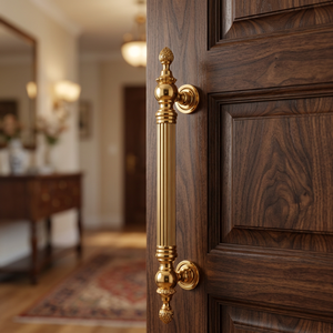 Poignée de porte d'entrée en laiton Victor |   Terminaisons de couronne de luxe modernes à design cannelé |   Durable 24/36 pouces pour l'extérieur et l'architecture - Product Image 5