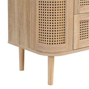 Moderno Gabinete de Almacenamiento Grande de Madera con 3 Cajones, Diseño Acanalado, Cajonera con Puerta Estilo Shaker para Dormitorio, Sala de Estar, Comedor, Hotel - Product Image 5